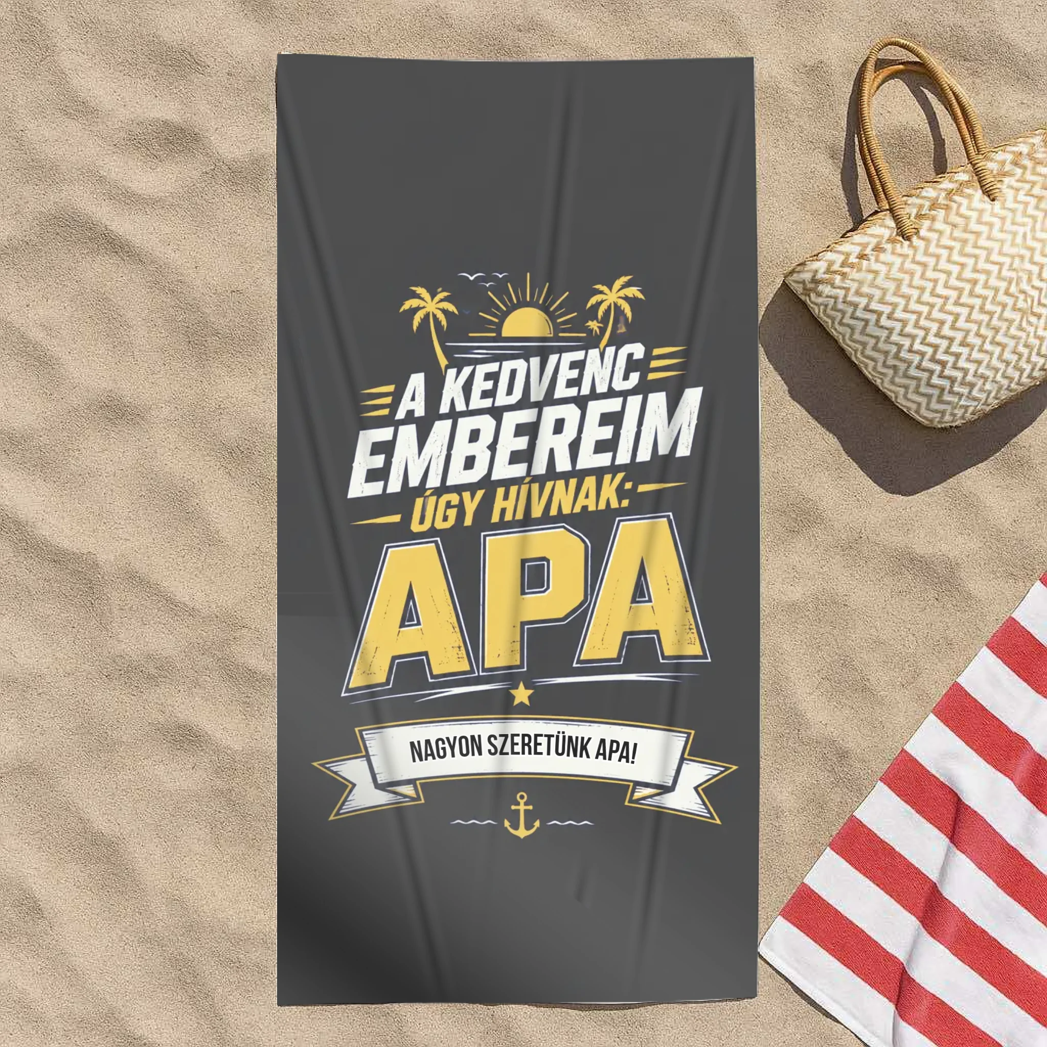 Ajándék Apának-A kedvenc embereim apának hívnak egyedi törölköző saját felirattal