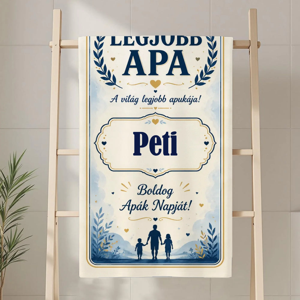 	 Ajándék Apának- Boldog Apák napját egyedi neves törölköző