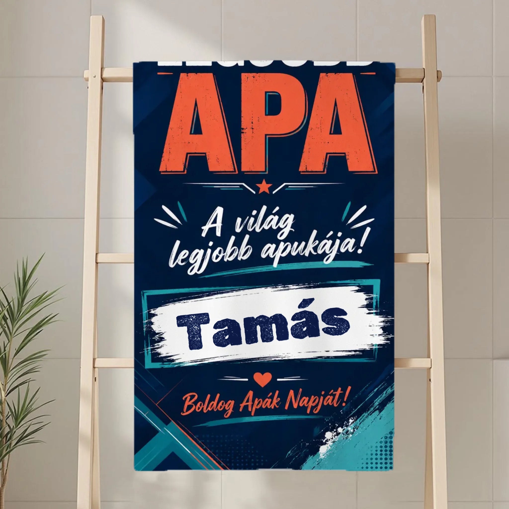 Ajándék Apának- A világ legjobb apukája egyedi neves törölköző