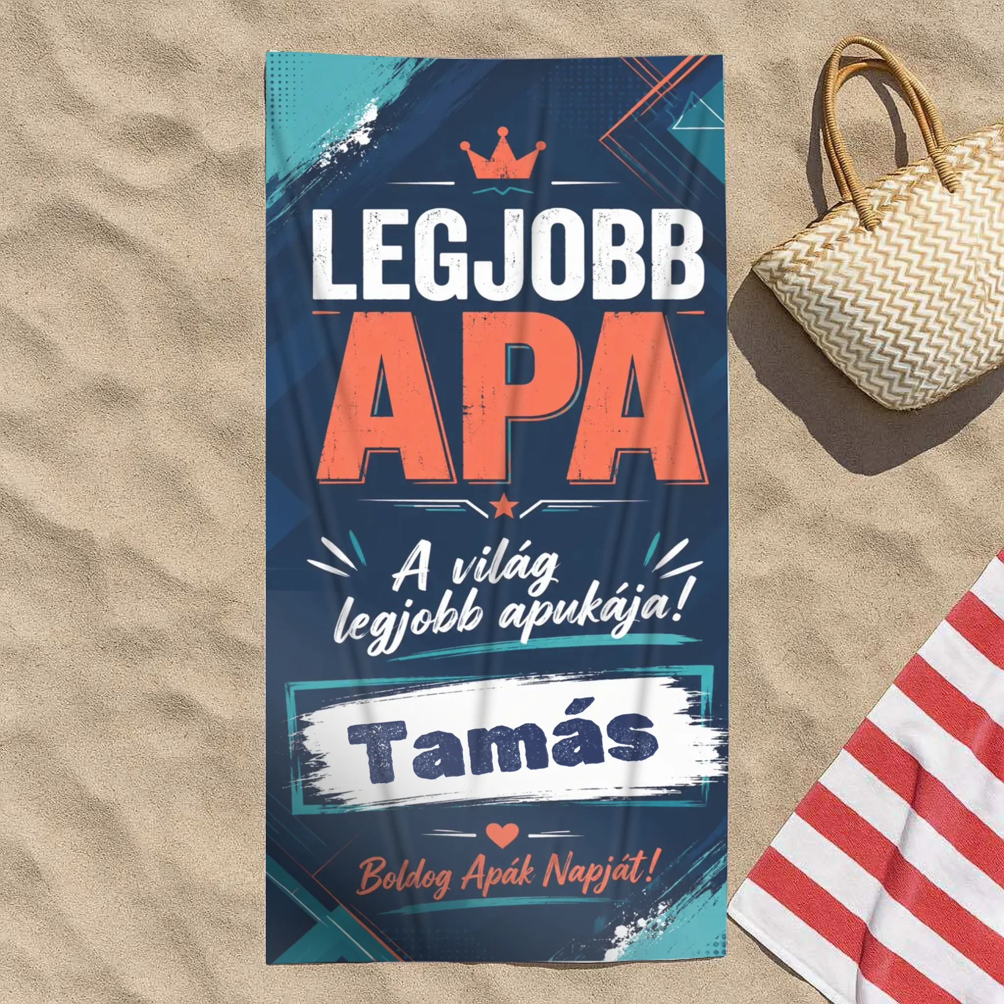  Ajándék Apának- Boldog Apák napját egyedi neves törölköző