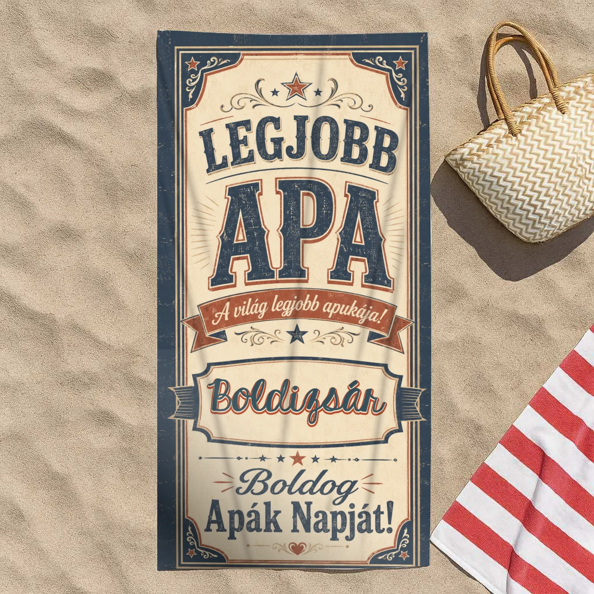 Ajándék Apának- Apa a világ legjobb apukája egyedi neves törölköző