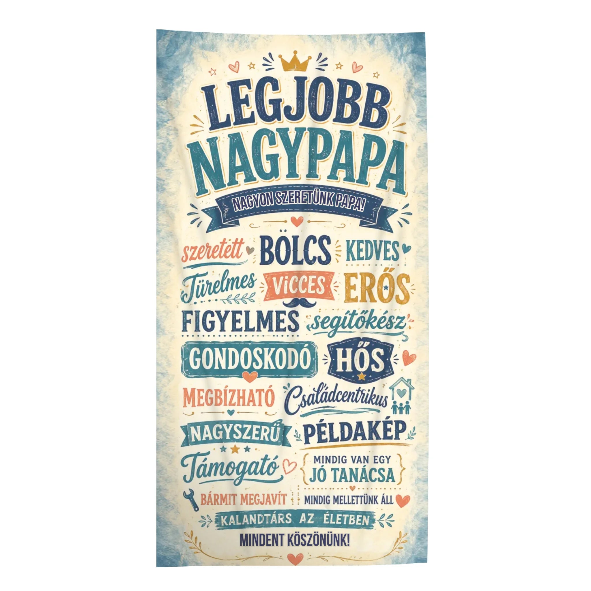Ajándék Papának-Legjobb nagypapa egyedi feliratos törölköző