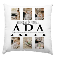 Apák napi ajándék párna 6 képpel és APA felirattal