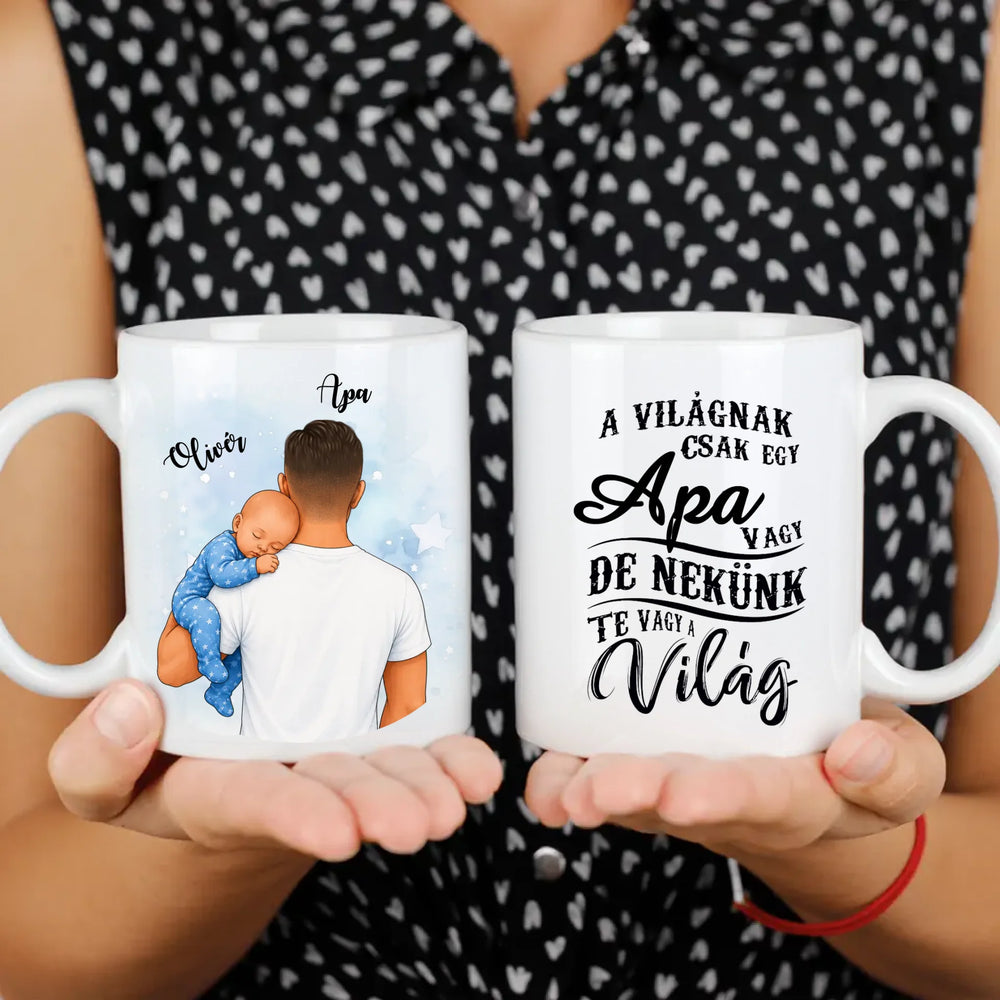 Apa kisbabával egyedi bögre