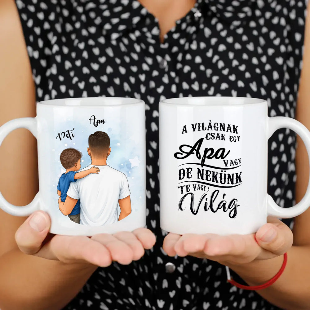 Apa kisfiúval egyedi bögre