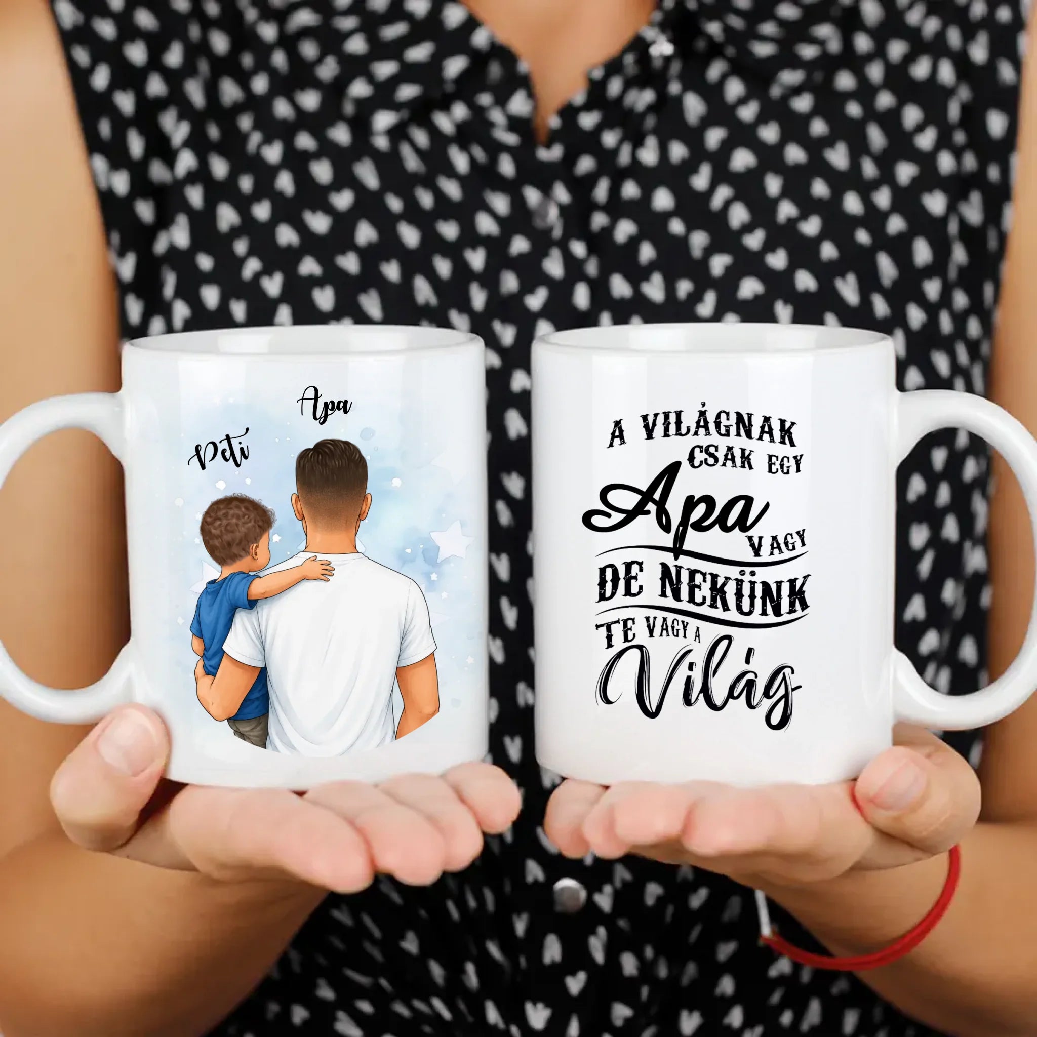 Apa kisfiúval egyedi bögre