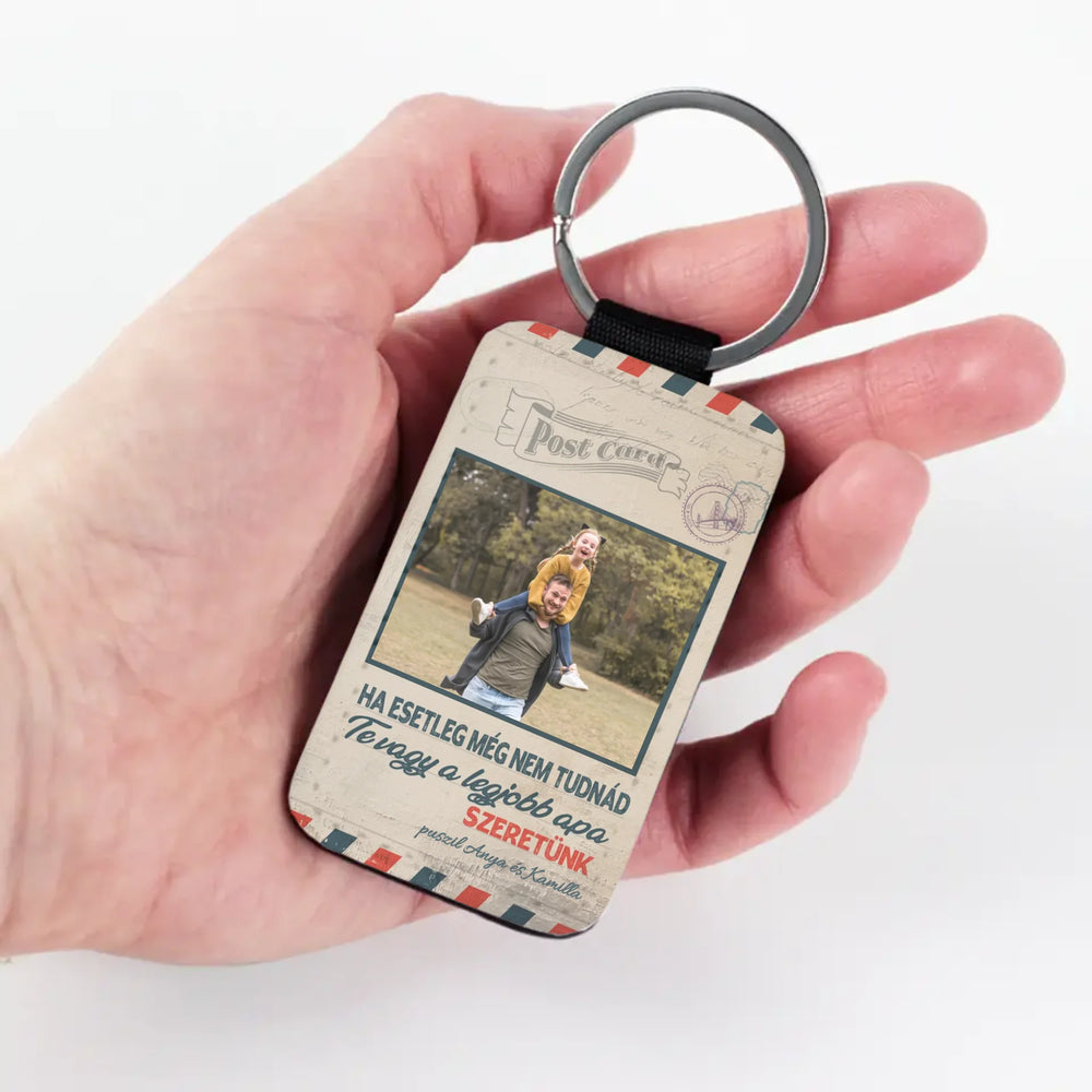 Egyedi apák napi ajándék apáknak - Te vagy a legjobb apa fényképes kulcstartó