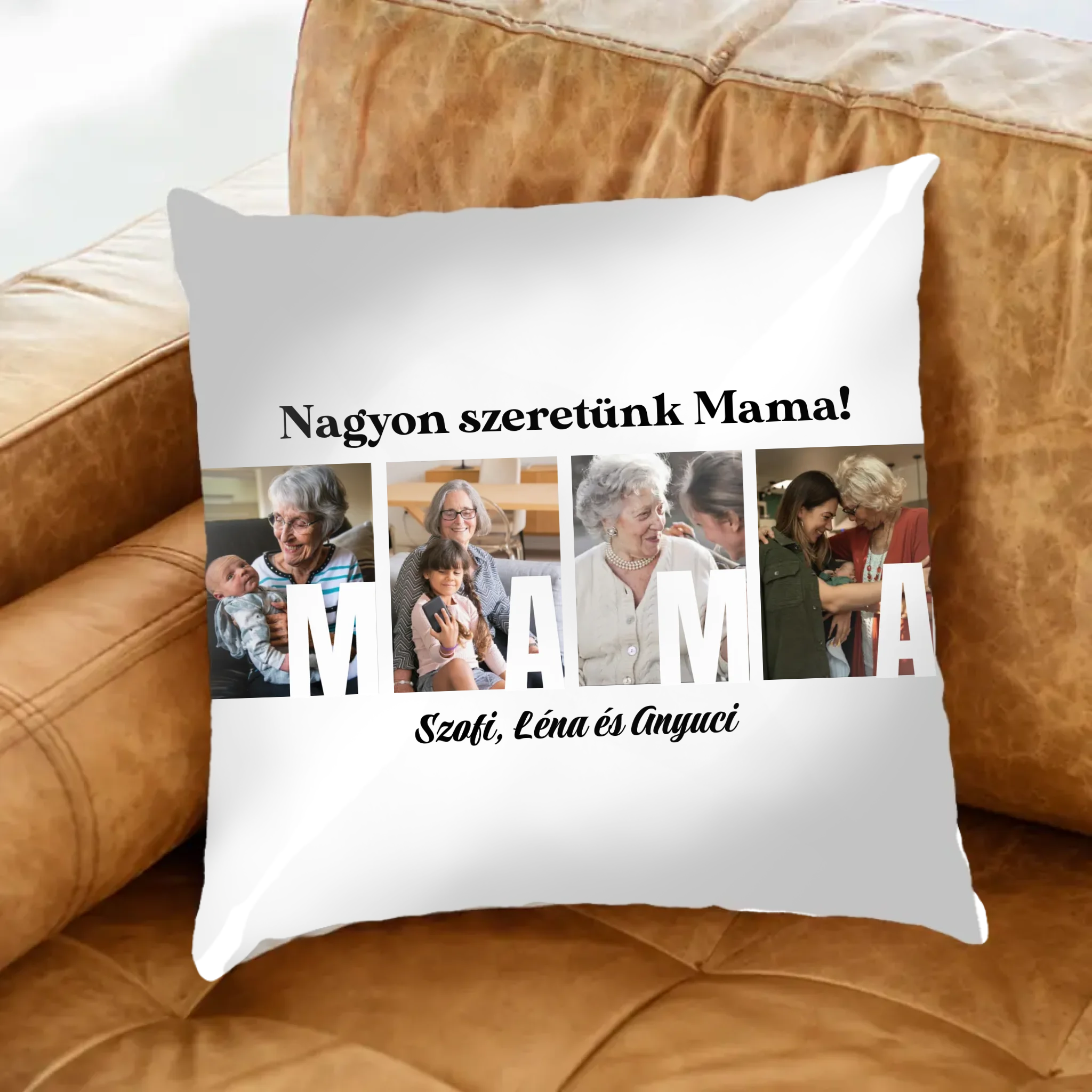 Ajándék Mamának - Egyedi képes Mama szeretünk párna