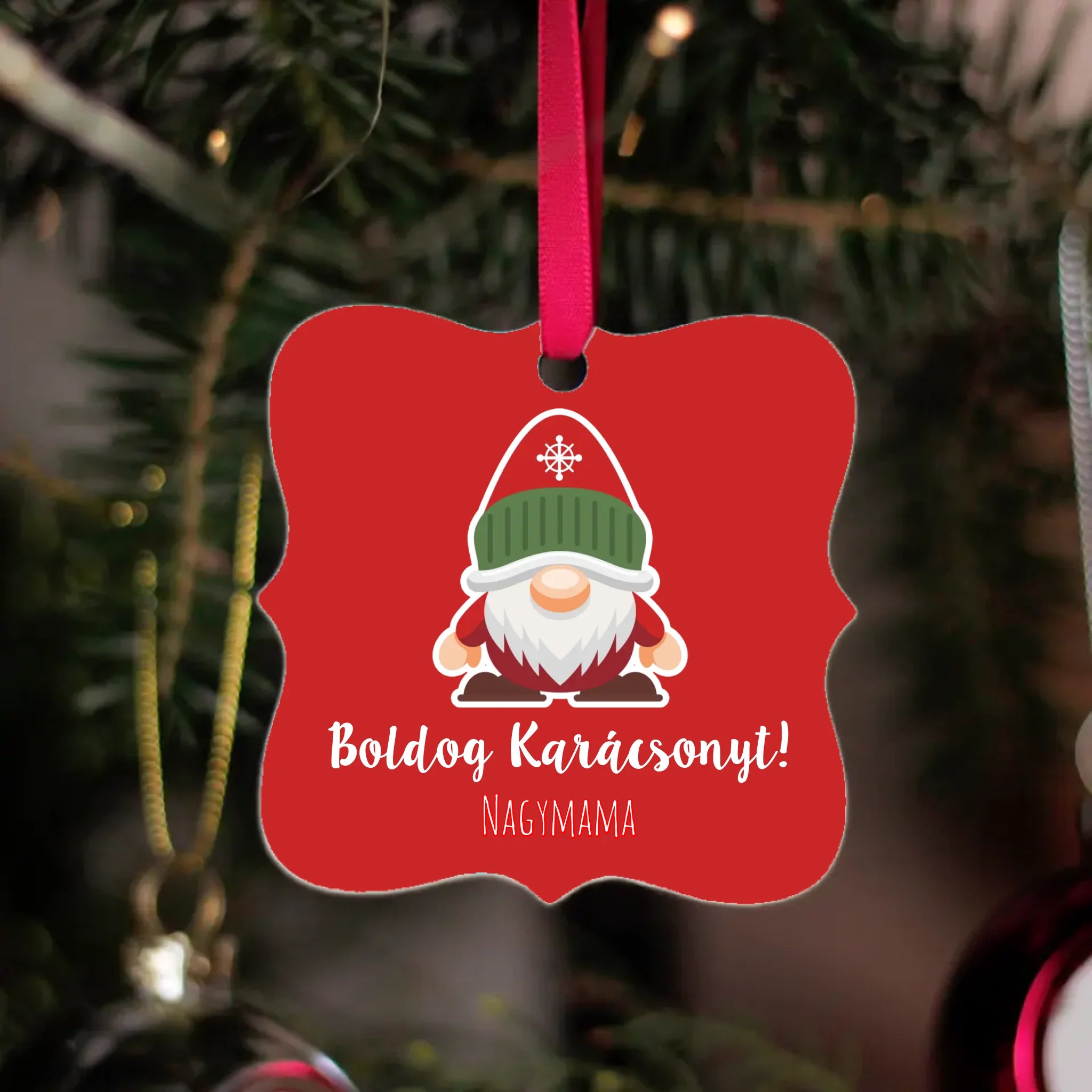 Karácsonyfadísz ünnepi manókkal