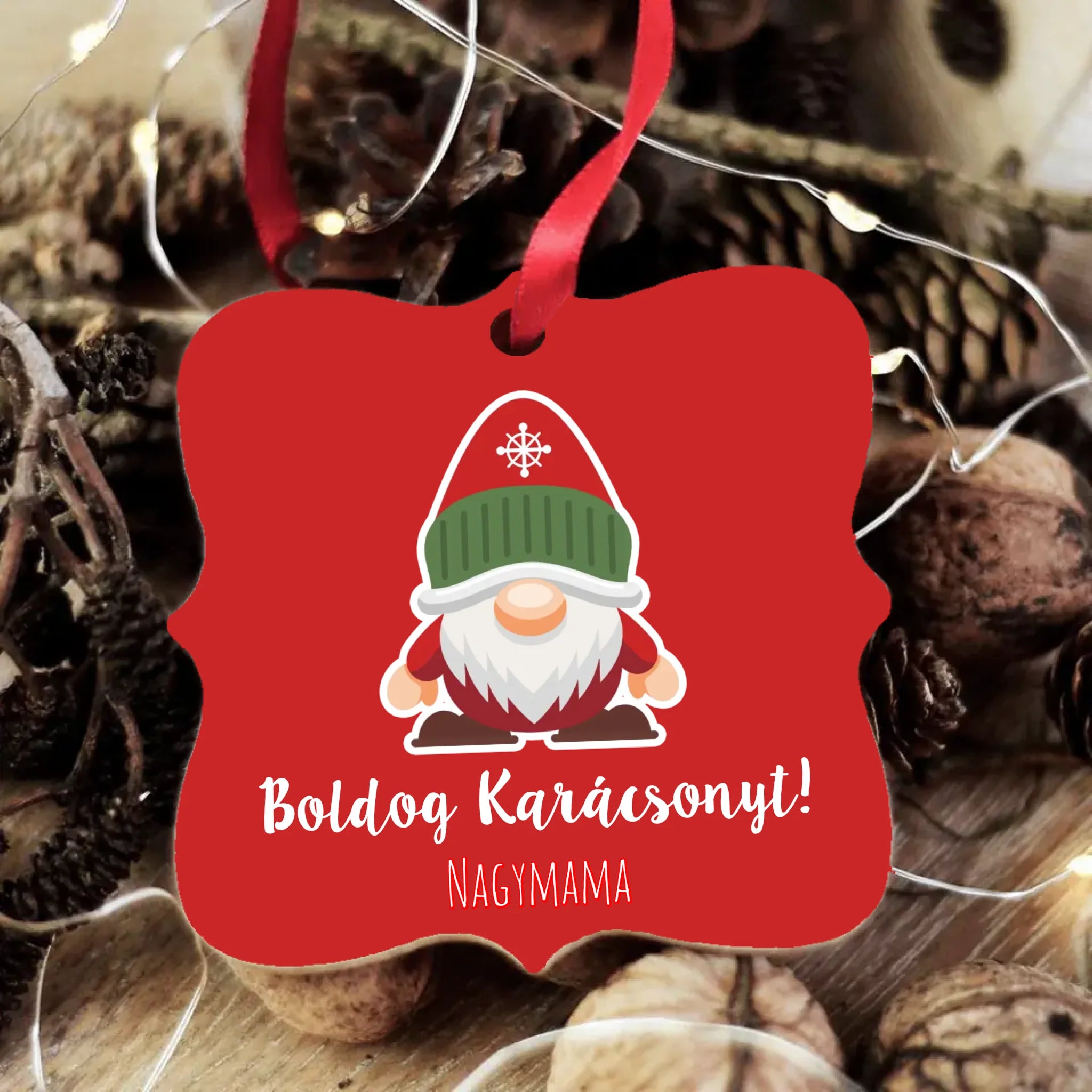 Karácsonyfadísz ünnepi manókkal
