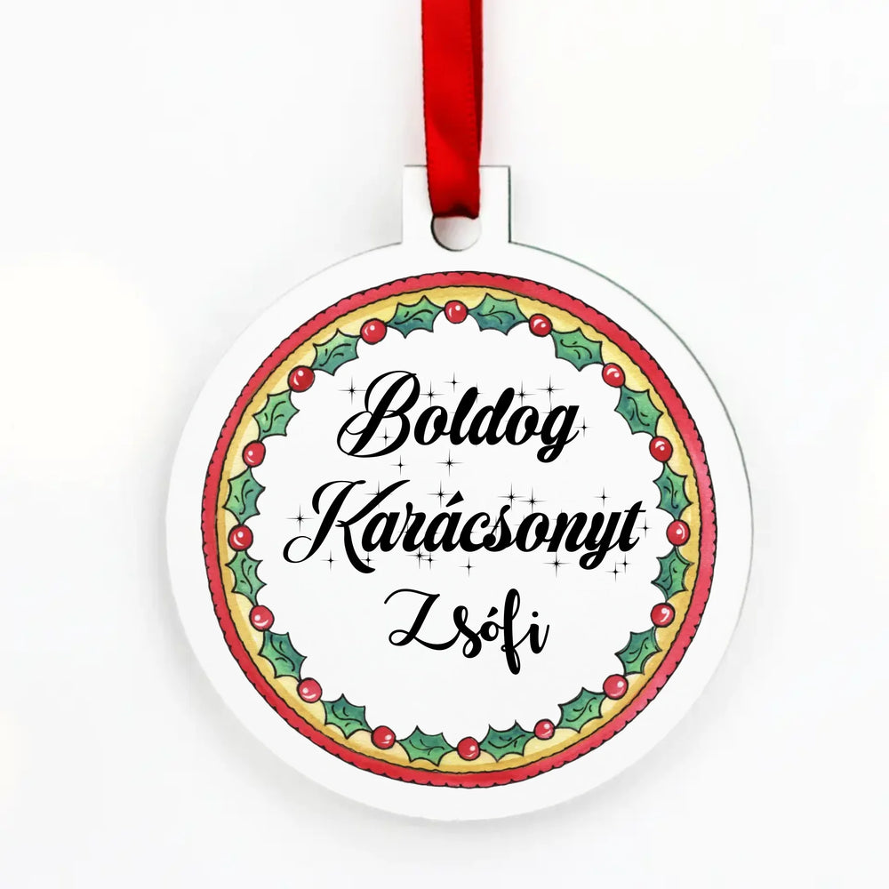 Egyedi neves kerek karácsonyfadísz