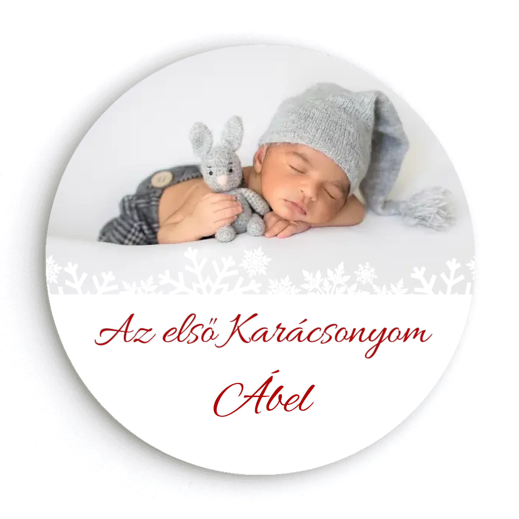 Az első Karácsonyom - Kör alakú hűtőmágnes egyedi képpel