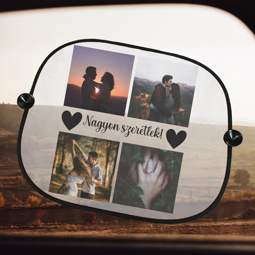 Egyedi 4 képes autós napellenző szerkeszthető felirattal