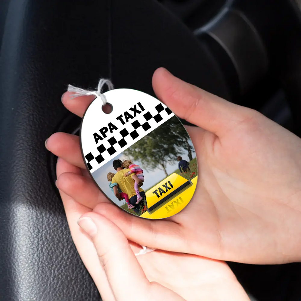 Apa taxi egyedi fényképes ovális visszapillantó dísz