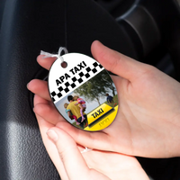 Apa taxi egyedi fényképes ovális visszapillantó dísz