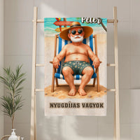 Hivatalosan is szabadságon - vicces nyugdíjas törölköző férfiaknak