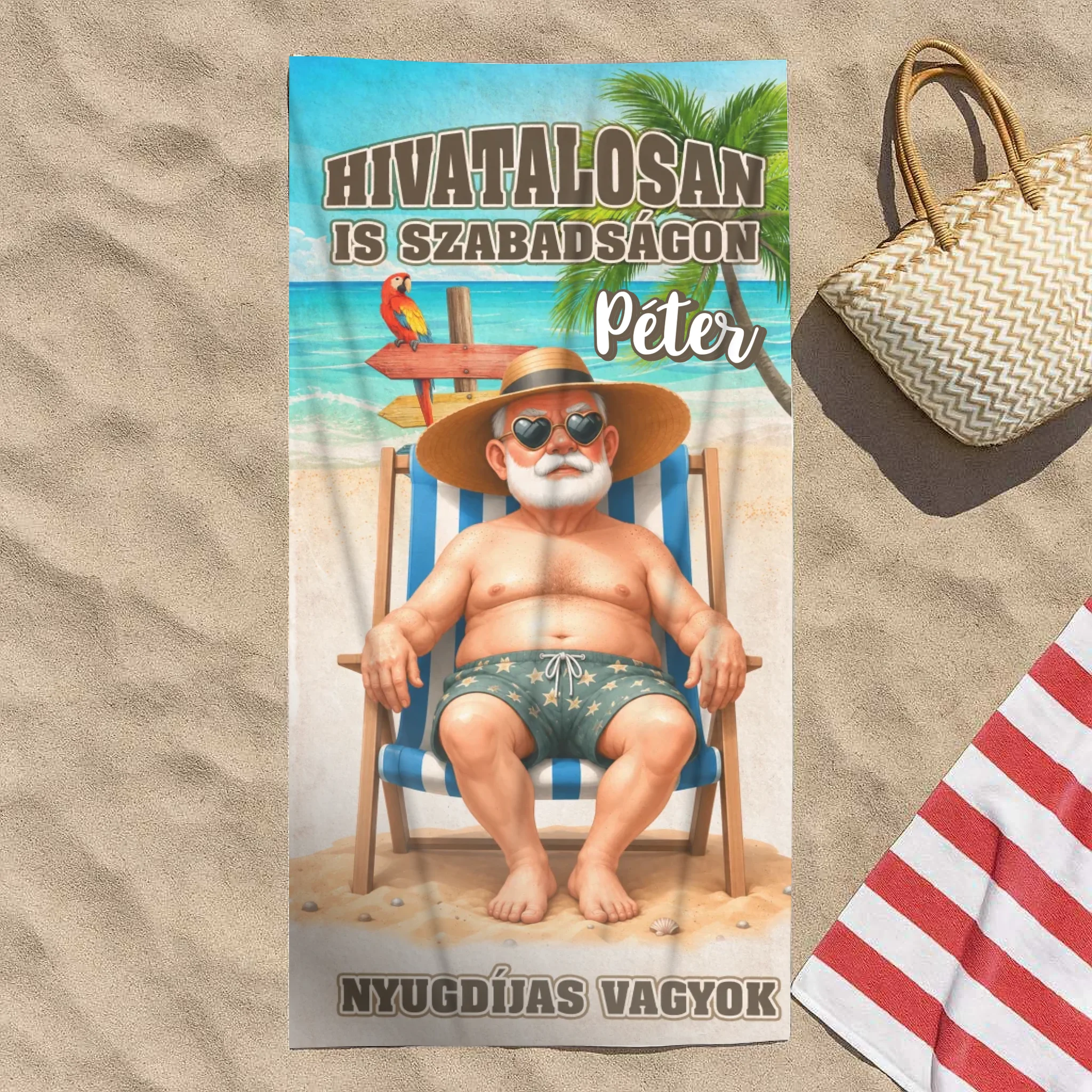 Hivatalosan is szabadságon - vicces nyugdíjas törölköző férfiaknak