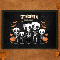 Személyre szabható őszi Halloweeni lábtörlő - Skeleton Crew családi ajándék