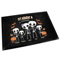 Személyre szabható őszi Halloweeni lábtörlő - Skeleton Crew családi ajándék