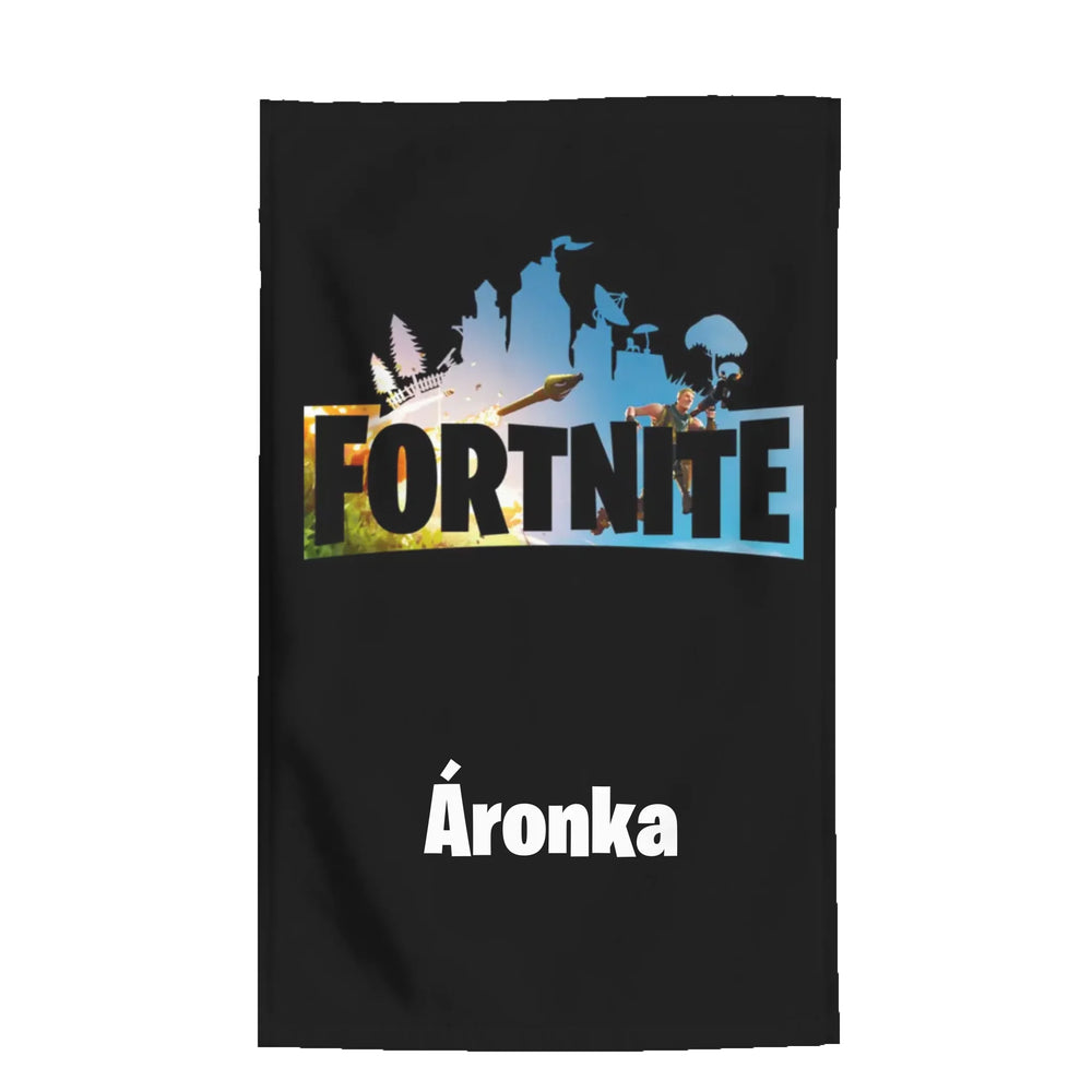 Fortnite mintás, egyedi neves ovis törölköző akasztóval