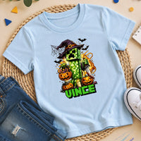 Minecraft mintás halloweeni gyerek póló egyedi névvel