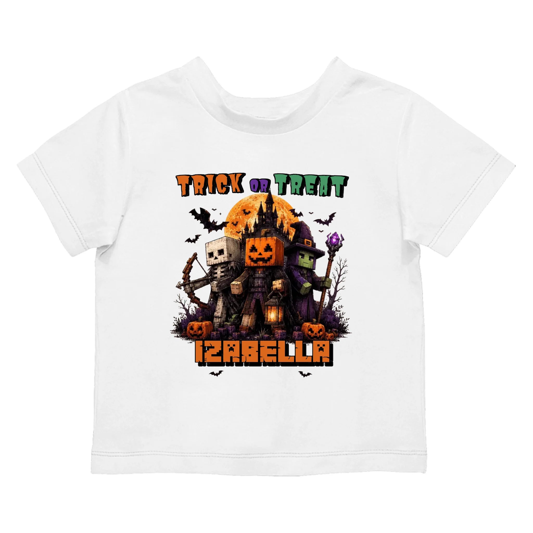 Trick or Treat Minecraft mintás halloweeni gyerek póló egyedi névvel