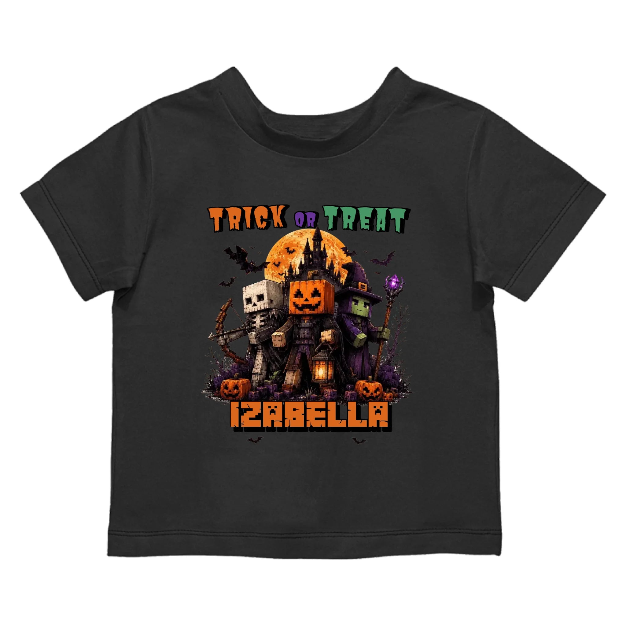 Trick or Treat Minecraft mintás halloweeni gyerek póló egyedi névvel