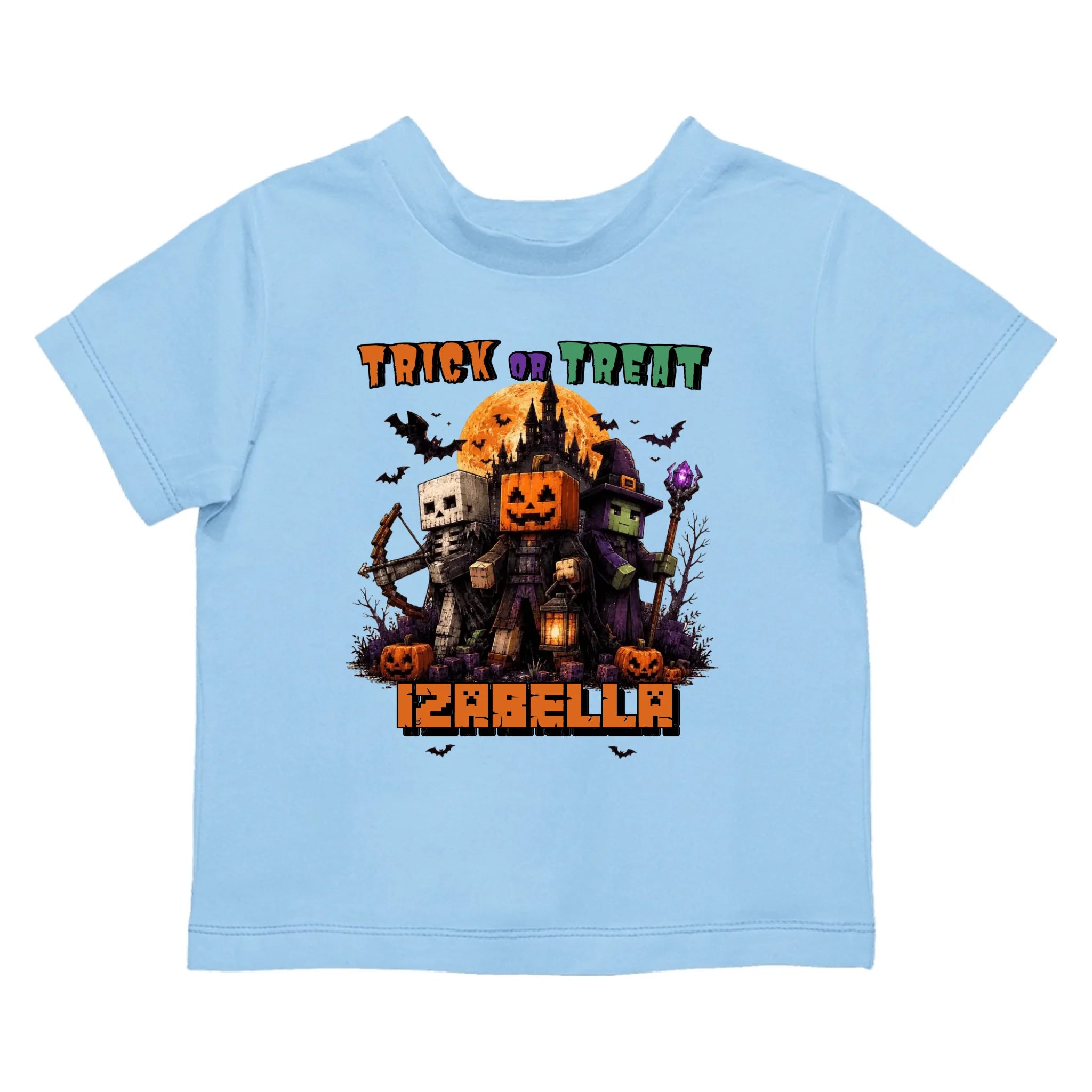 Trick or Treat Minecraft mintás halloweeni gyerek póló egyedi névvel