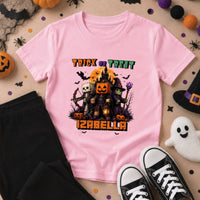Trick or Treat Minecraft mintás halloweeni gyerek póló egyedi névvel