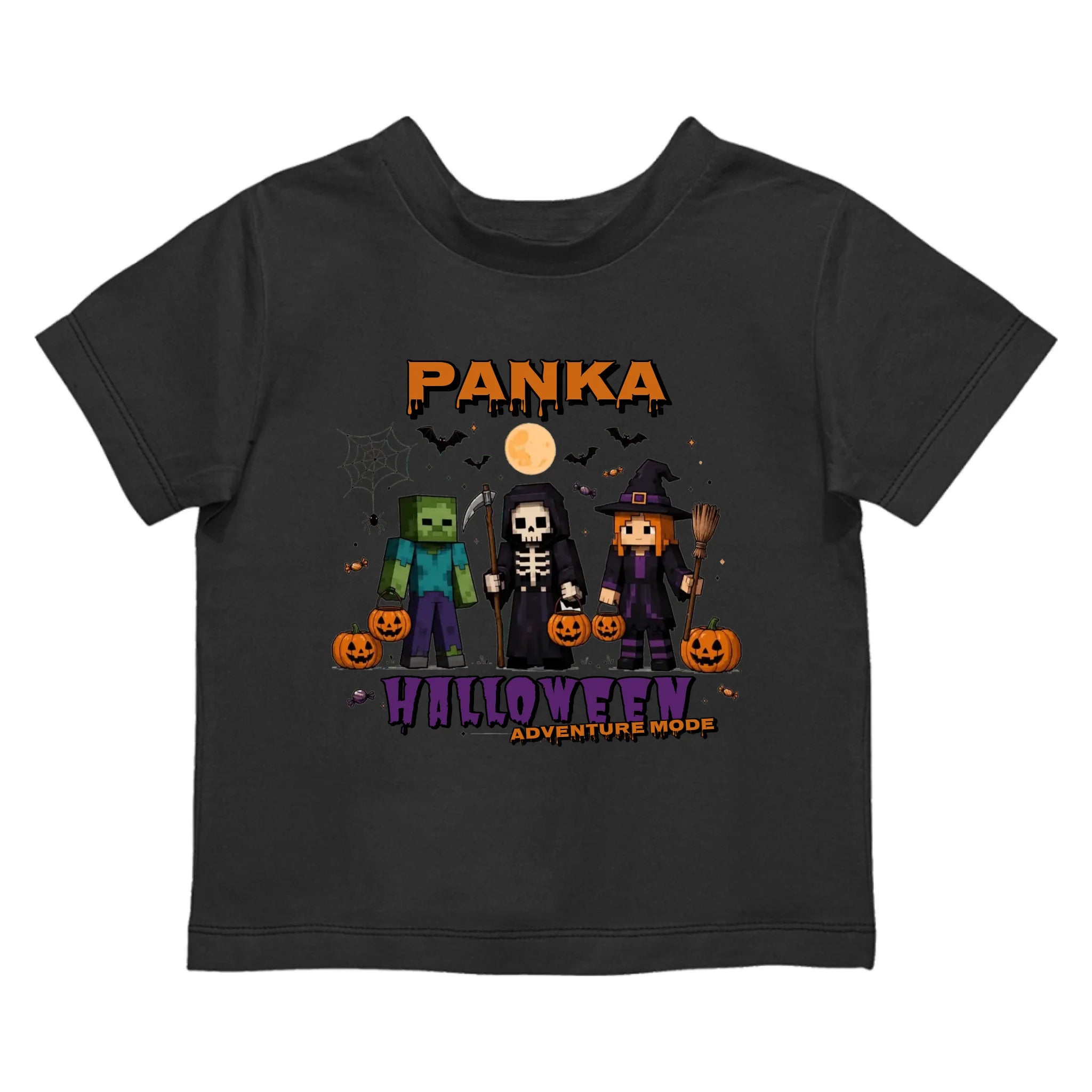 Halloween Mode Minecraft mintás halloweeni gyerek póló egyedi névvel