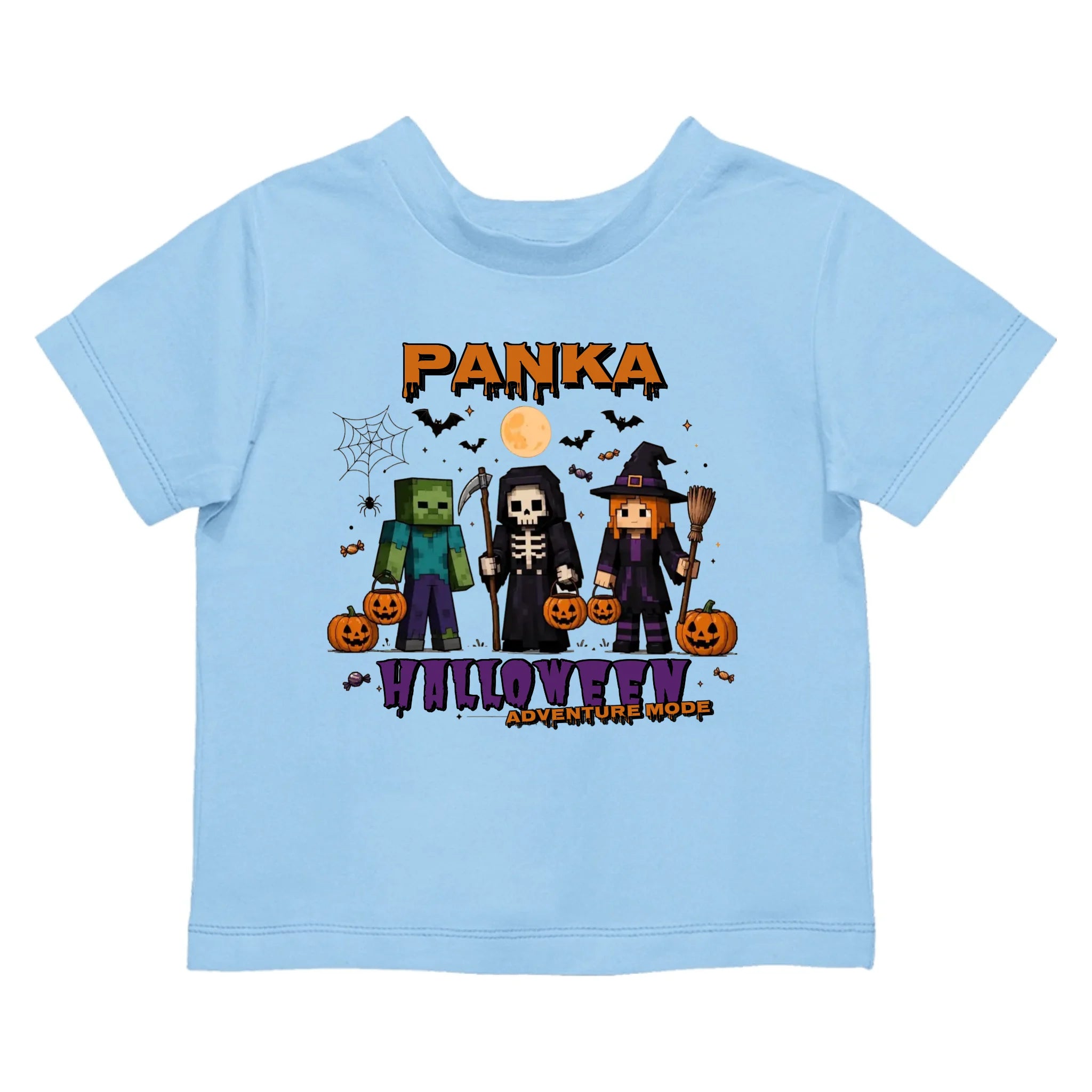 Halloween Mode Minecraft mintás halloweeni gyerek póló egyedi névvel