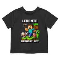 Minecraft szülinapi gyerek póló egyedi névvel és szülinapi számmal