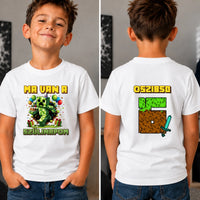 Minecraft szülinapi gyerek póló kétoldalas nyomtatással egyedi névvel és szülinapi számmal