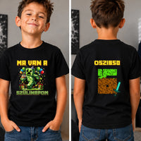 Minecraft szülinapi gyerek póló kétoldalas nyomtatással egyedi névvel és szülinapi számmal