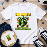 Minecraft szülinapi gyerek póló kétoldalas nyomtatással egyedi névvel és szülinapi számmal