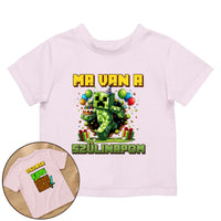 Minecraft szülinapi gyerek póló kétoldalas nyomtatással egyedi névvel és szülinapi számmal