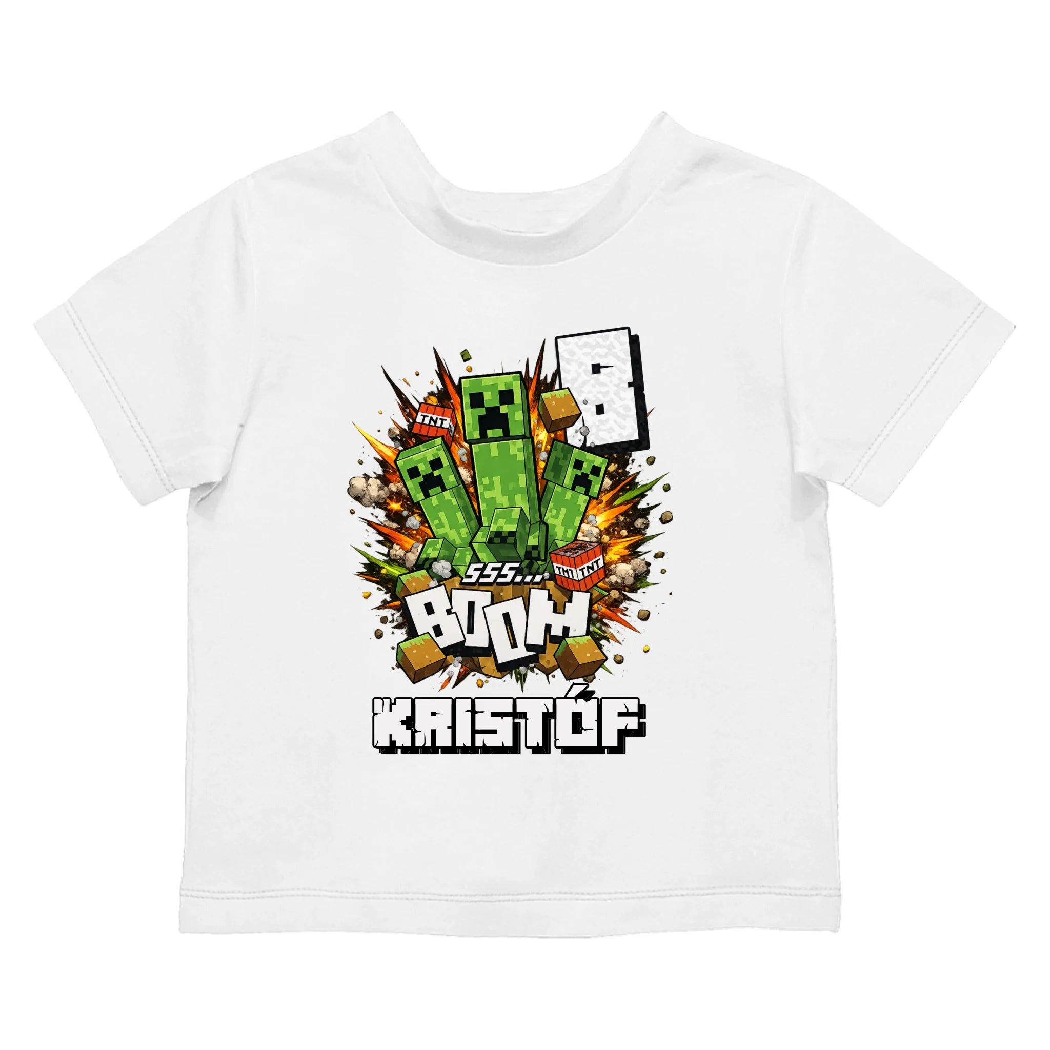 Szülinapi Minecraft póló egyedi névvel és szülinapi számmal