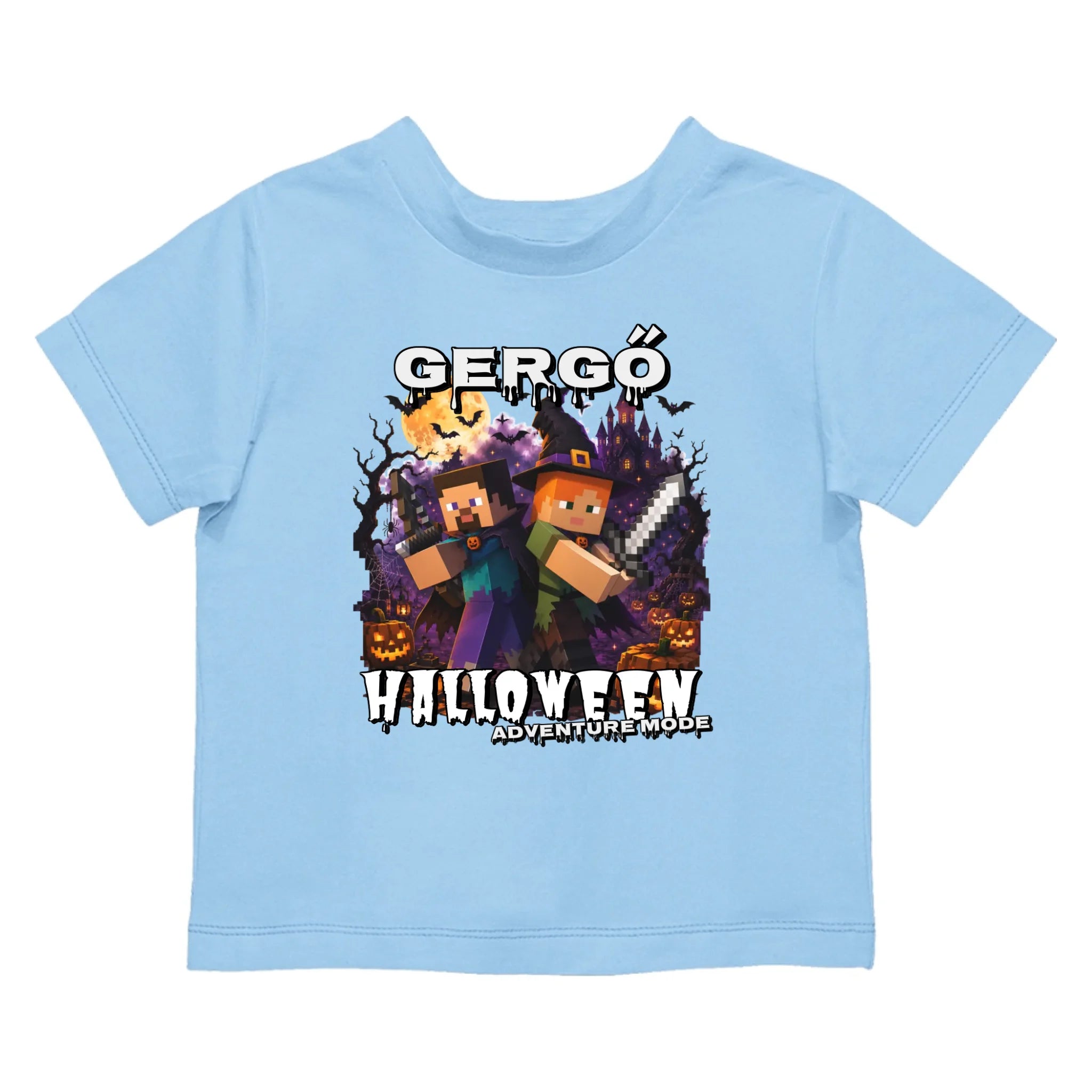 Halloweeni gyerek póló Minecraft mintával egyedi névvel