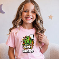 Szülinapi Minecraft póló egyedi névvel és szülinapi számmal