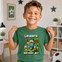 Minecraft szülinapi gyerek póló egyedi névvel és szülinapi számmal