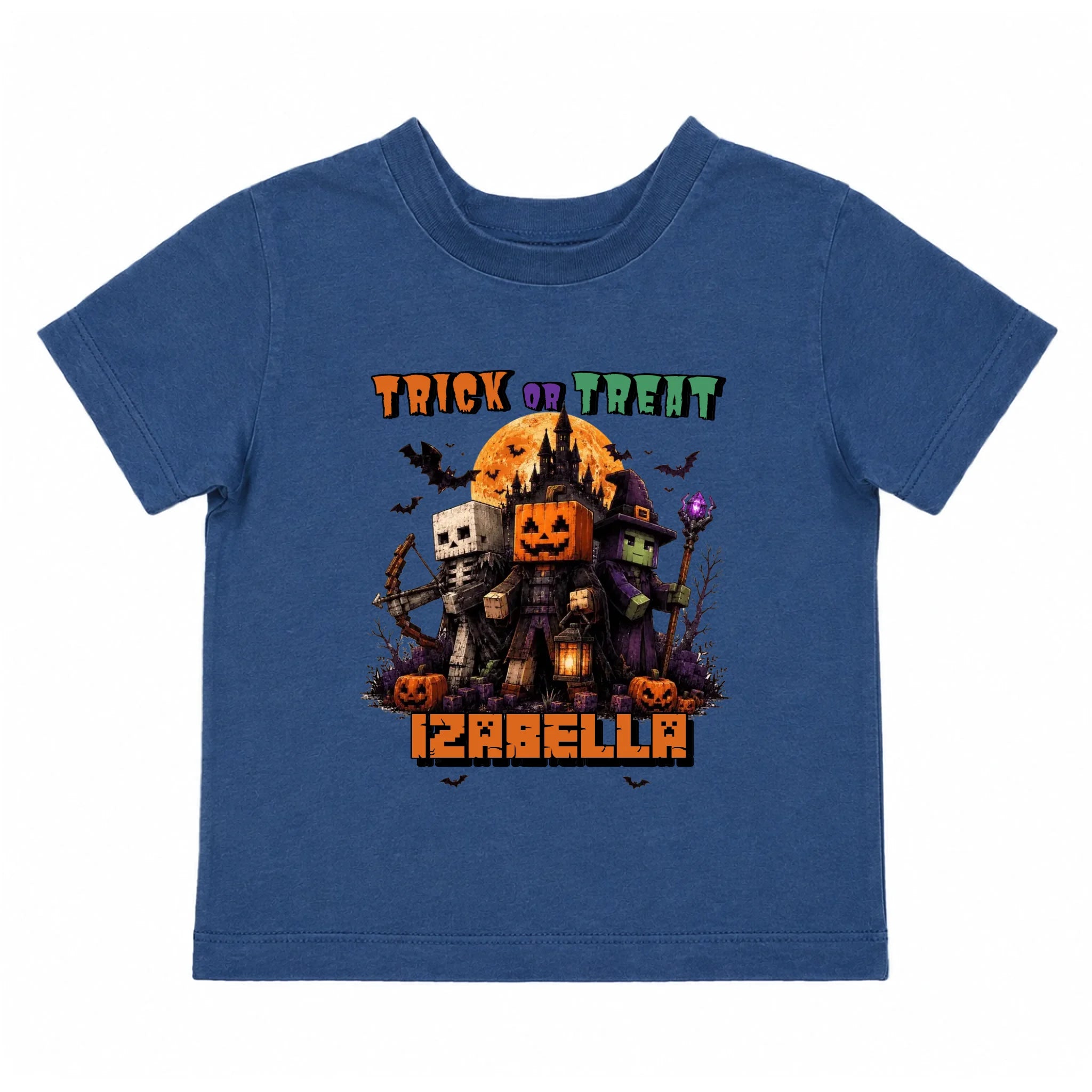 Trick or Treat Minecraft mintás halloweeni gyerek póló egyedi névvel