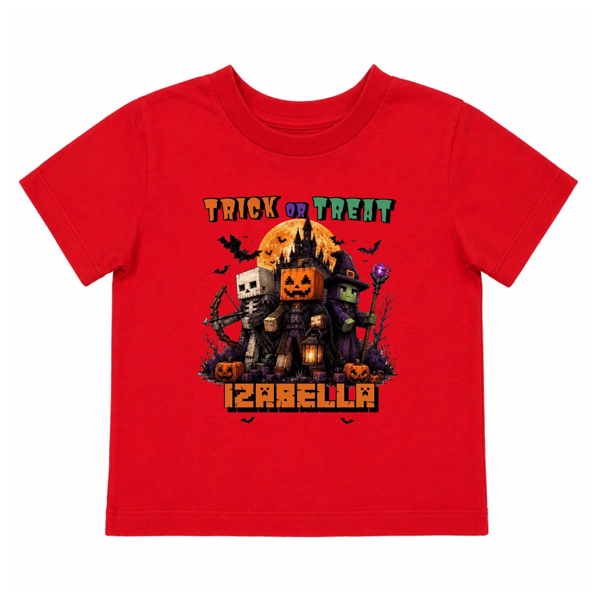 Trick or Treat Minecraft mintás halloweeni gyerek póló egyedi névvel