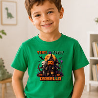 Trick or Treat Minecraft mintás halloweeni gyerek póló egyedi névvel