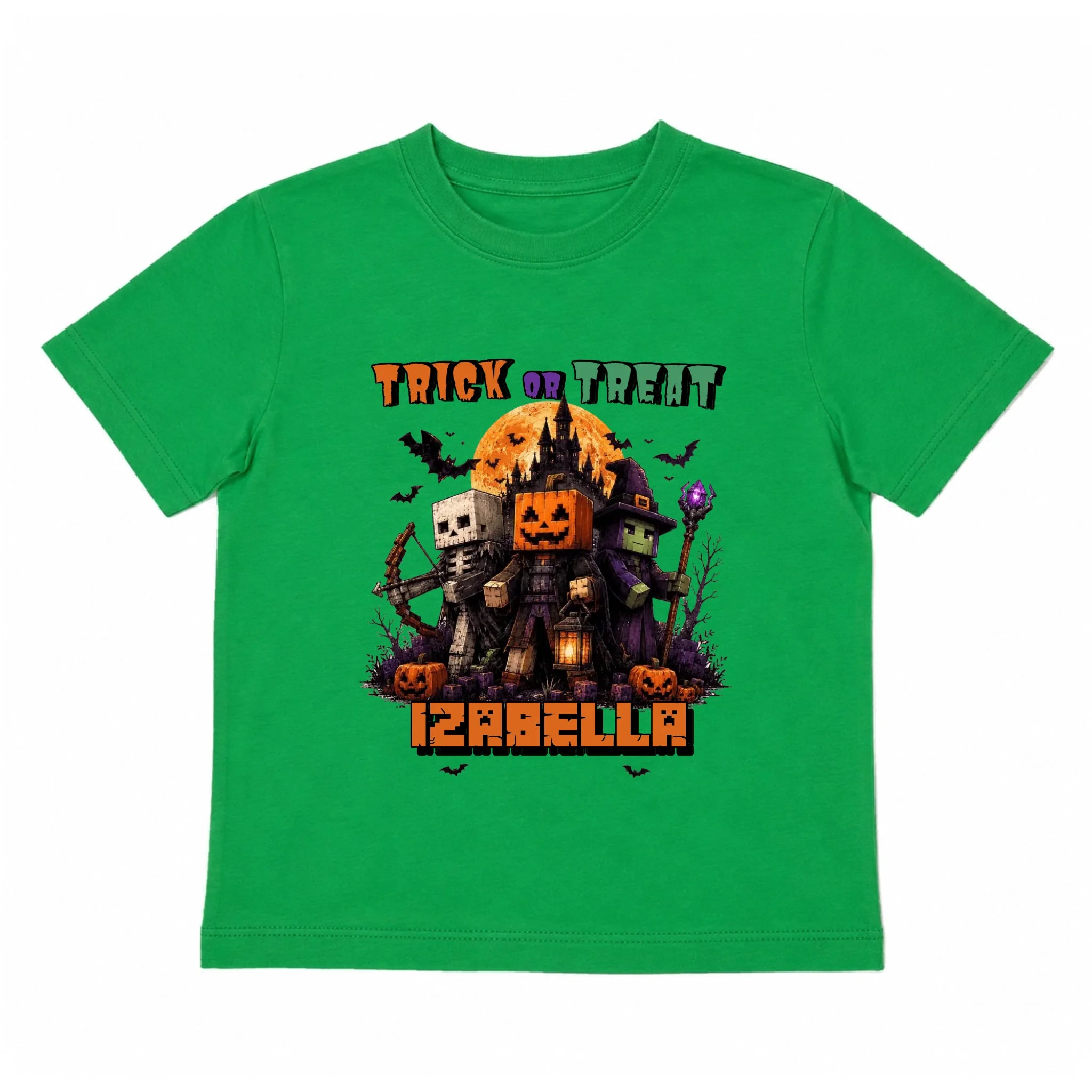 Trick or Treat Minecraft mintás halloweeni gyerek póló egyedi névvel