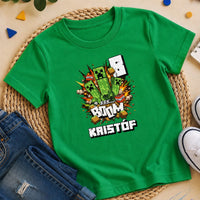 Szülinapi Minecraft póló egyedi névvel és szülinapi számmal