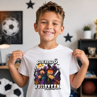 Halloweeni gyerek póló Minecraft mintával egyedi névvel