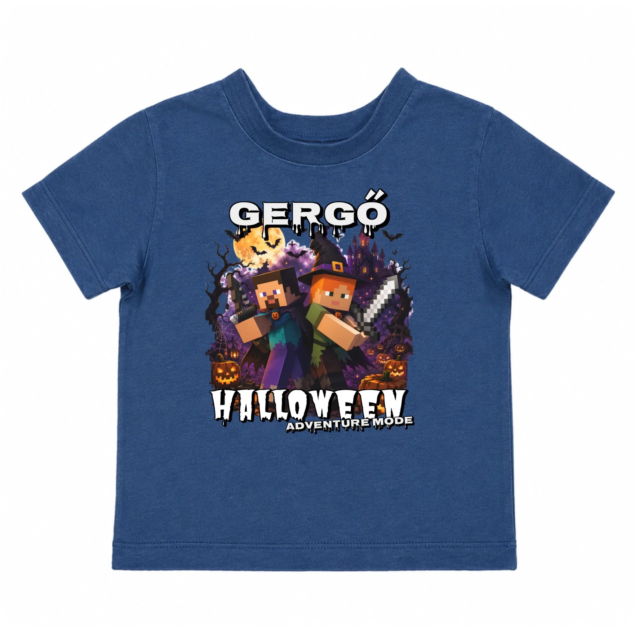 Halloweeni gyerek póló Minecraft mintával egyedi névvel