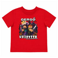 Halloweeni gyerek póló Minecraft mintával egyedi névvel