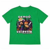 Halloweeni gyerek póló Minecraft mintával egyedi névvel