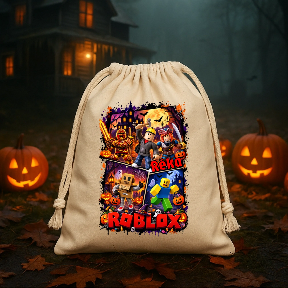 Roblox mintás halloweeni zsák gyerekeknek - saját névvel